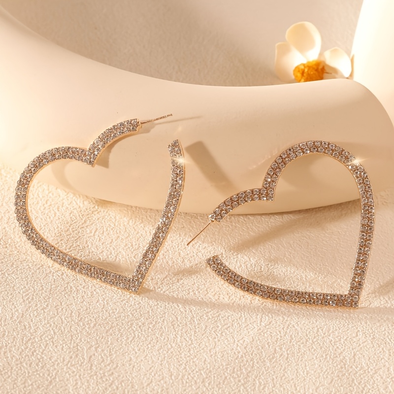 Sparkling Big Heart Earrings for Lady